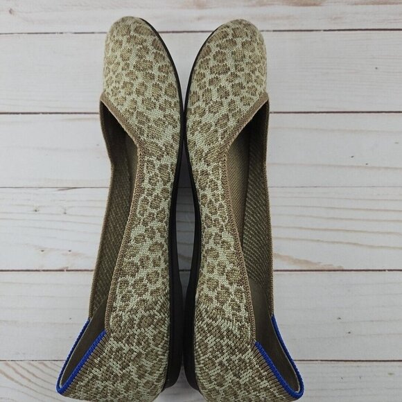 Rothys‎ The Flat Womens 6 Tan Brown Spotted Leopard Slip On Ballet Flats Shoes - Picture 6 of 9